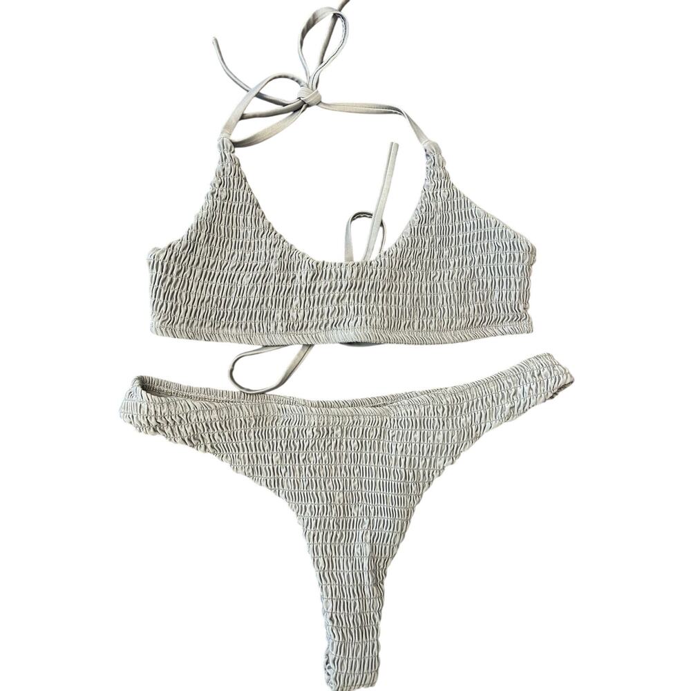 Zaful Gray 2 Piece Ribbed Bikini Women's Medium